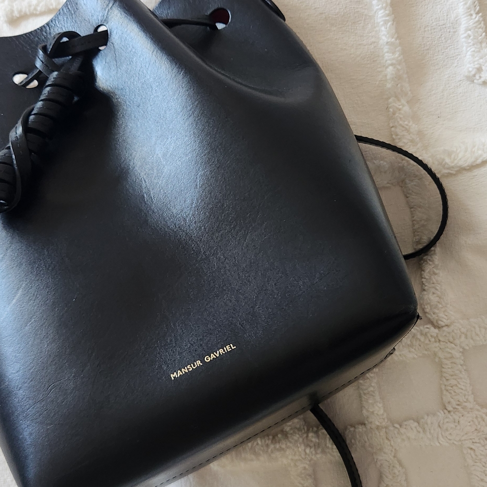 Mansur Gavriel Black Leather Bucket Bag